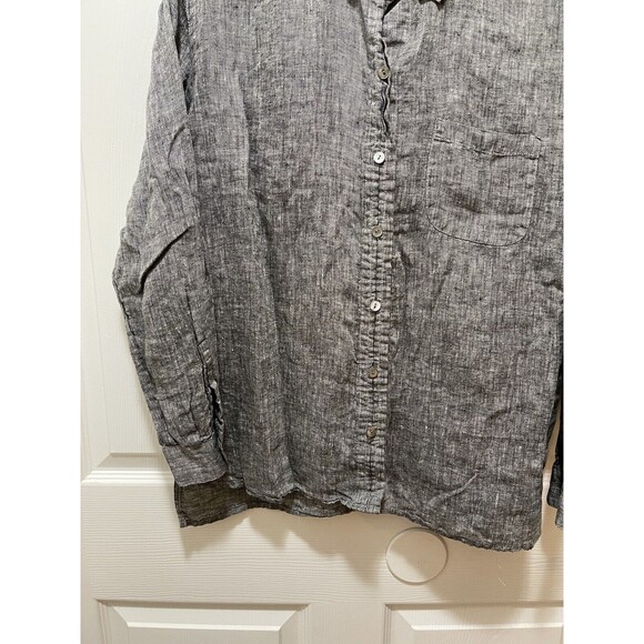 J. Jill Love Linen Women's Button Top Blouse Size M 100% Linen Gray - Picture 4 of 8